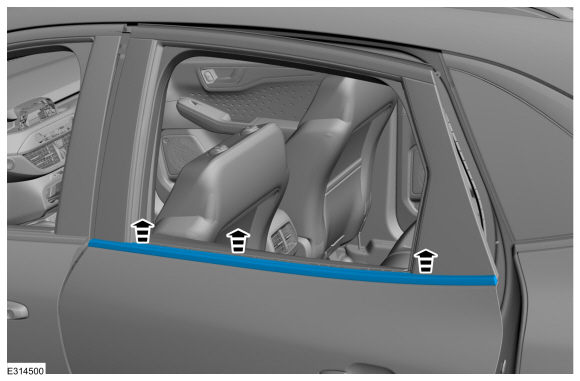 Ford Escape - Removal and Installation - Rear Door Upper Moulding